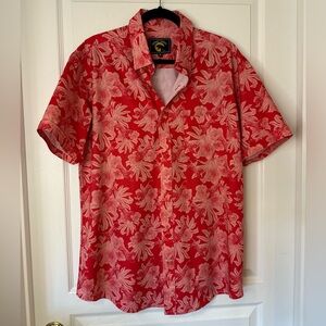 Tiger Lily Red Floral Men's Casual Shirt XL EUC